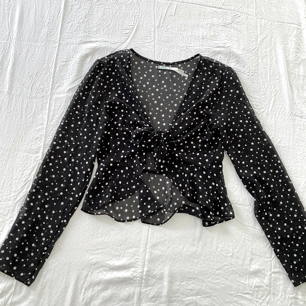 Sheer polka dot blouse